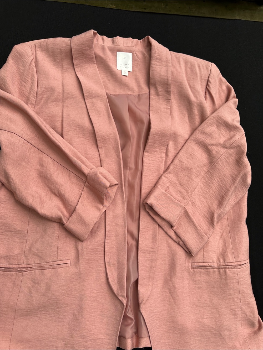 LC Lauren Conrad Blush Pink Open-Front Draped Blazer